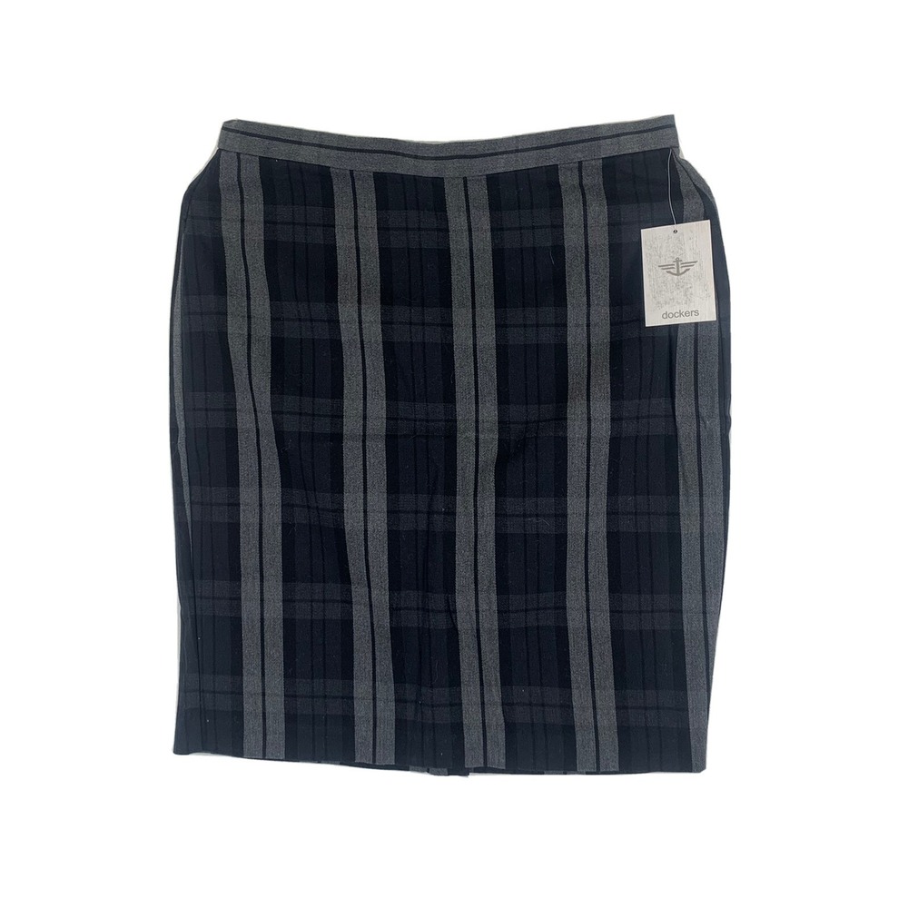 Dockers Pencil Skirt Straight Gray Black Plaid Knee‎ Length Size 4 90s y2k NWT
